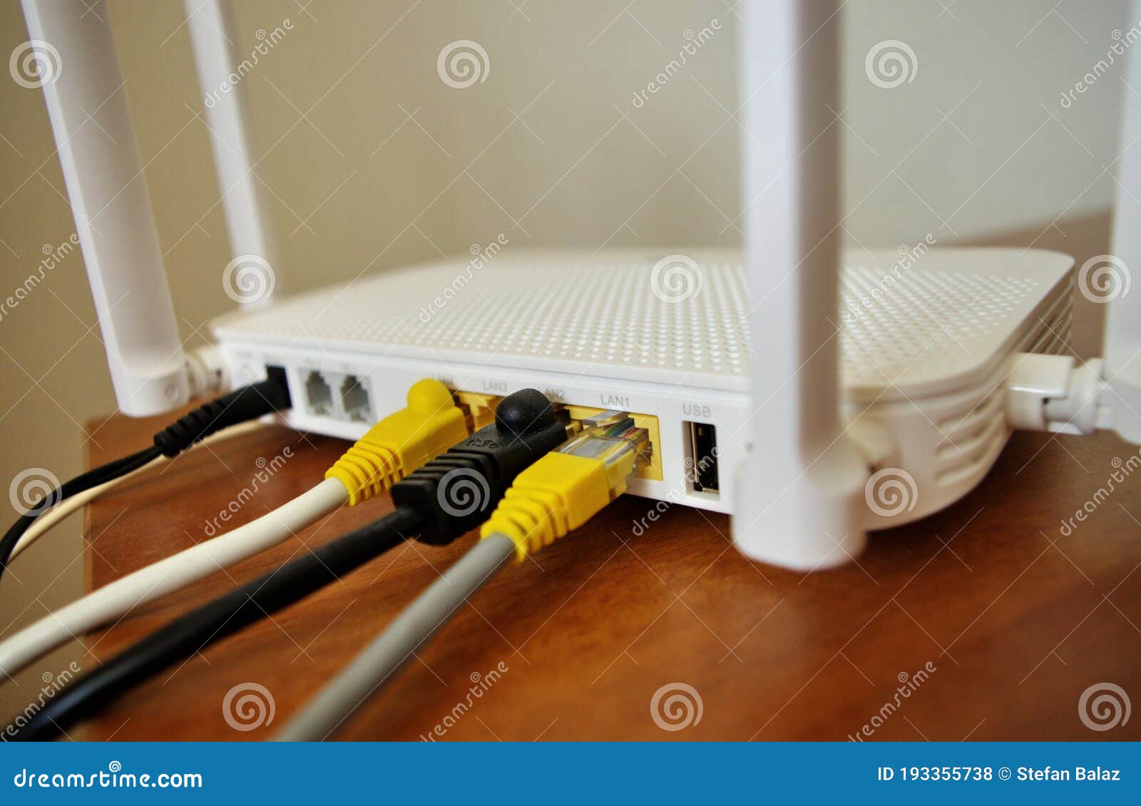 Respond Accompany Lean Fiber Optic Internet. Network Cables Connected To a Router, Speed Test  Concept. Wireless Internet Router with Connected Cables. Stock Photo -  Image of internet, electric: 193355738