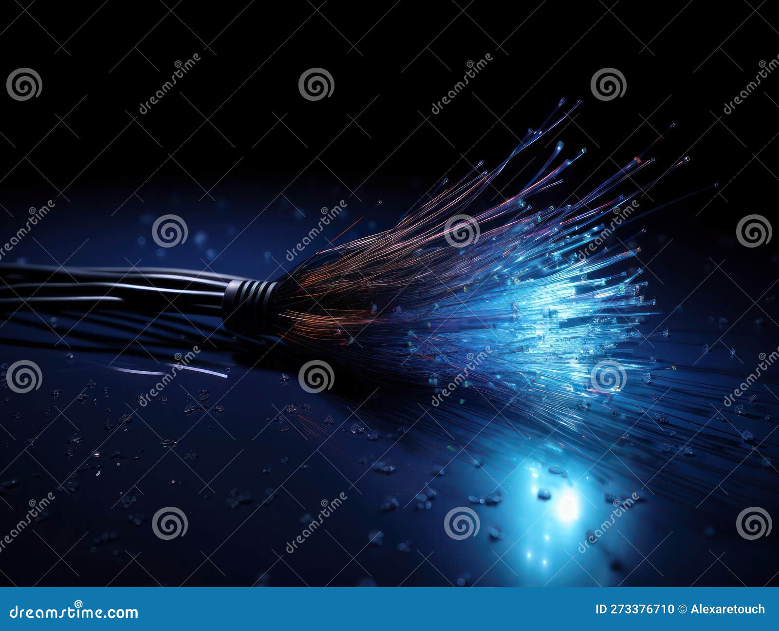 Fiber Optic Network Cable Lights Abstract Background. Stock