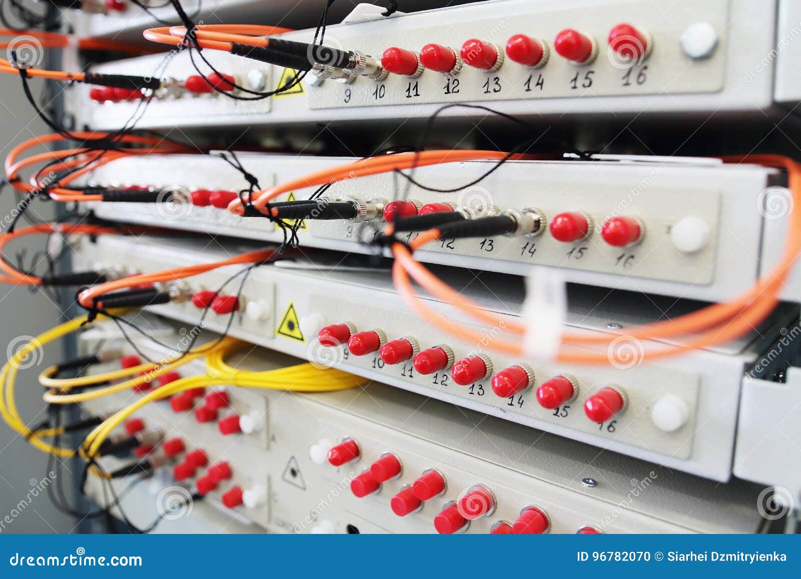Fiber Optic with Servers in Technology Data Center Stock Photo Image