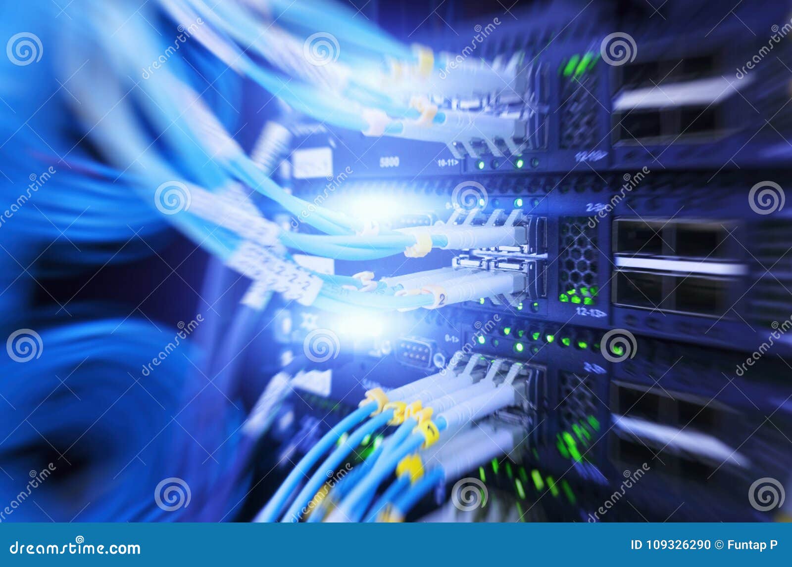 Fiber Optical Connector Interface. Multiple Exposure Stock Photo