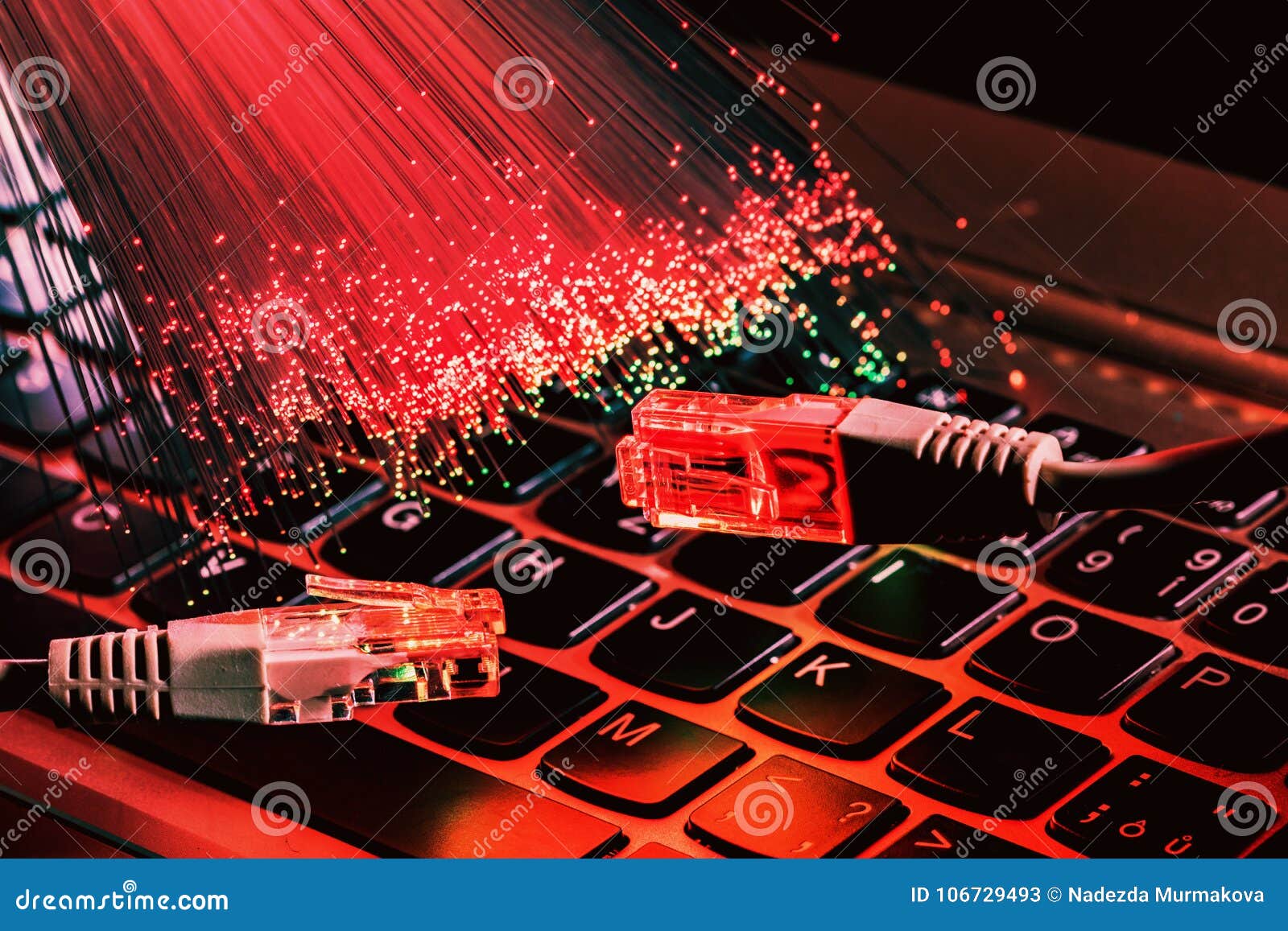 Fiber Optics Lights Abstract Background, Fiber Optical Background Stock