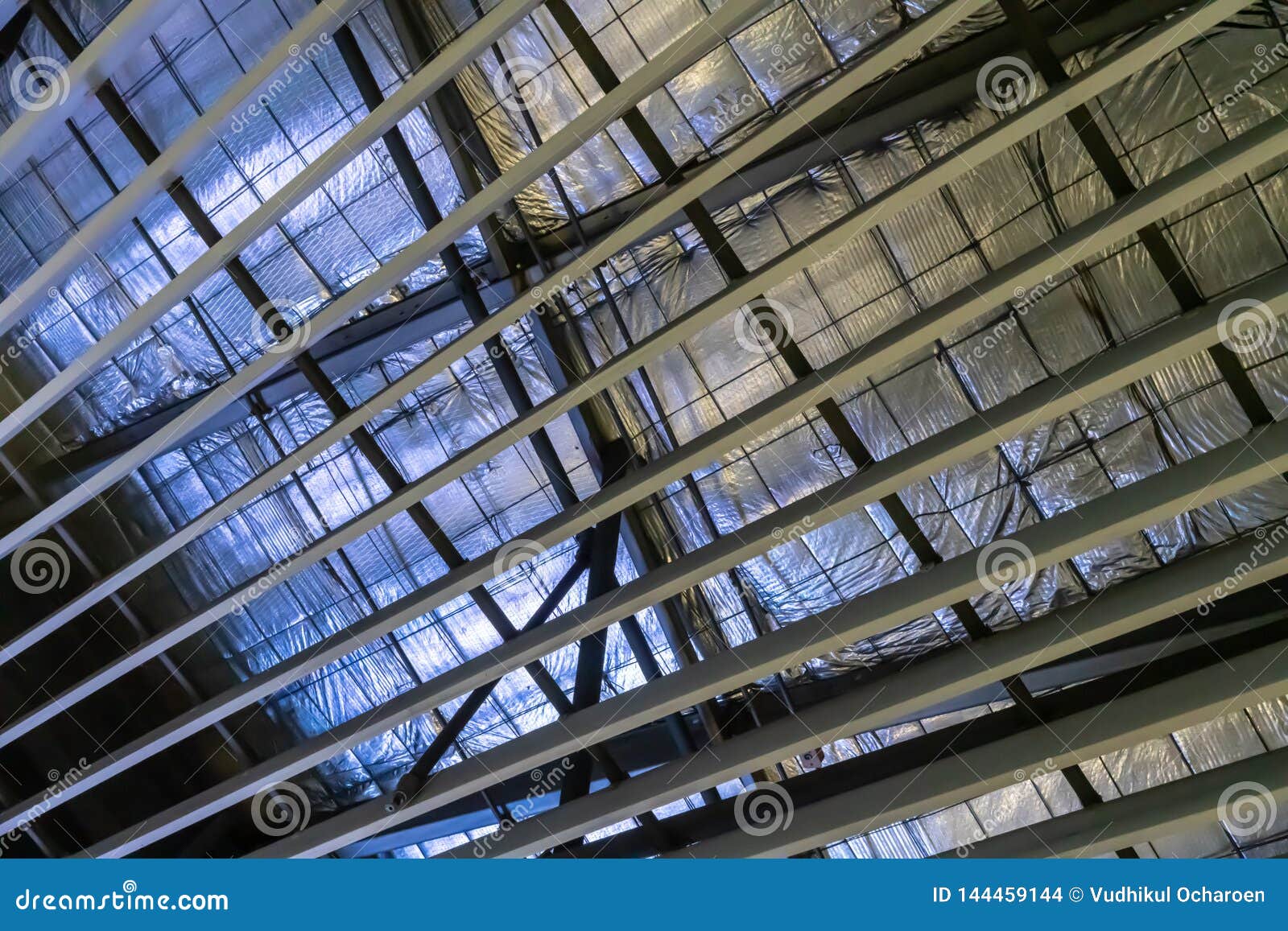 Fiberglass Insulation Installed In The Ceiling Stock Photo Image