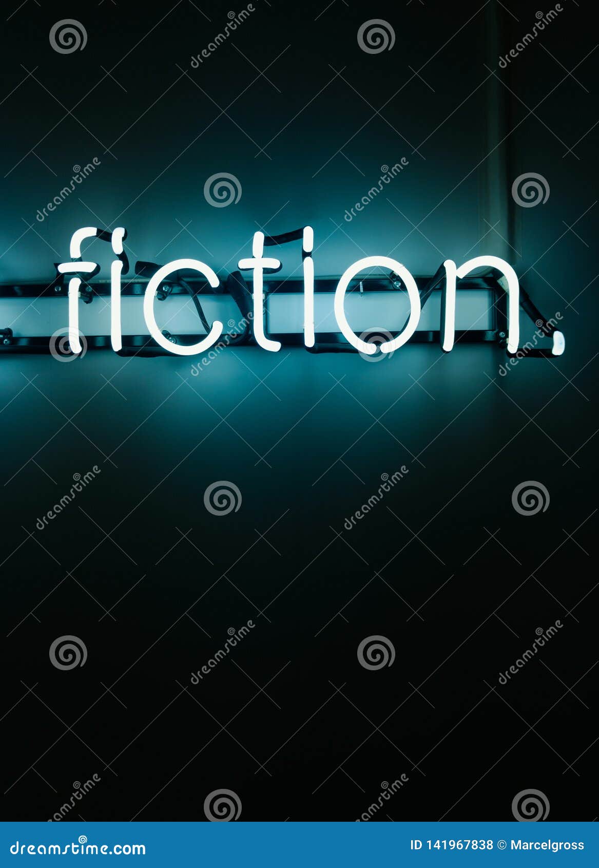 Fiction Neon Letter Installation Stock Photo Image Of Illuminated Leuchtschrift