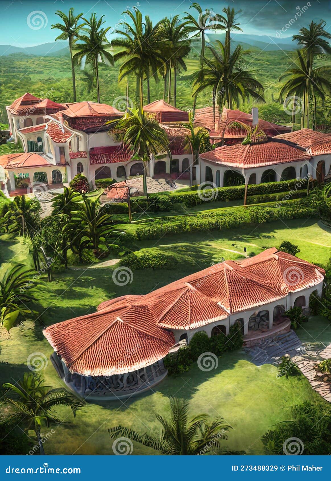 Fictional Mansion In San Cristobal, Valdesia, Dominican Republic. Stock ...