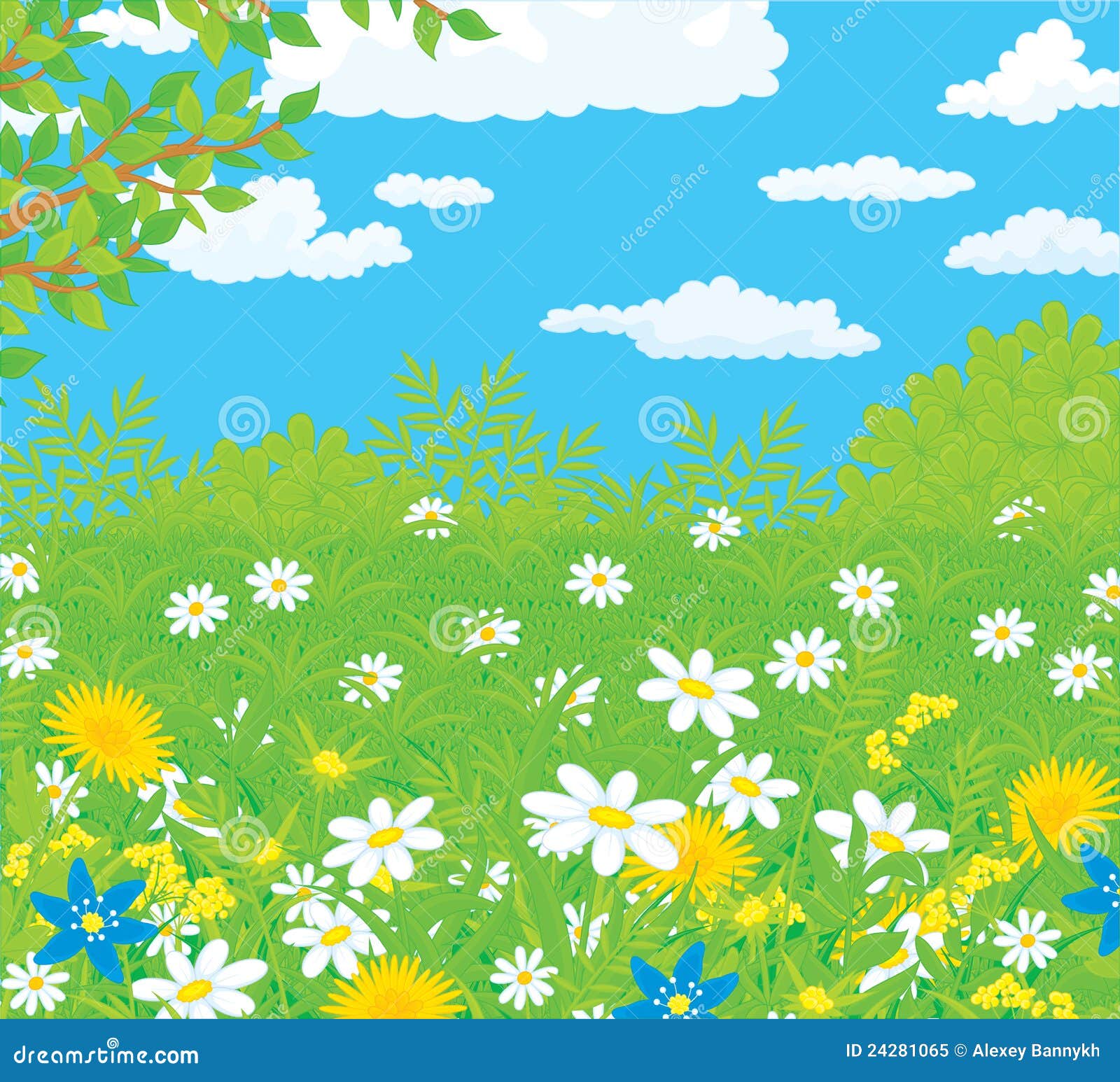 Field with flowers stock vector. Illustration of clip - 24281065