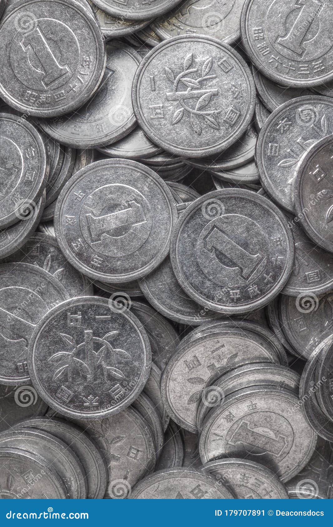 Field Of Japanese Coins At 1 Yen Close Up Dark Background Or Wallpaper With Aged Effect News About The Economy Finance And Stock Image Image Of Japan Bookkeeping