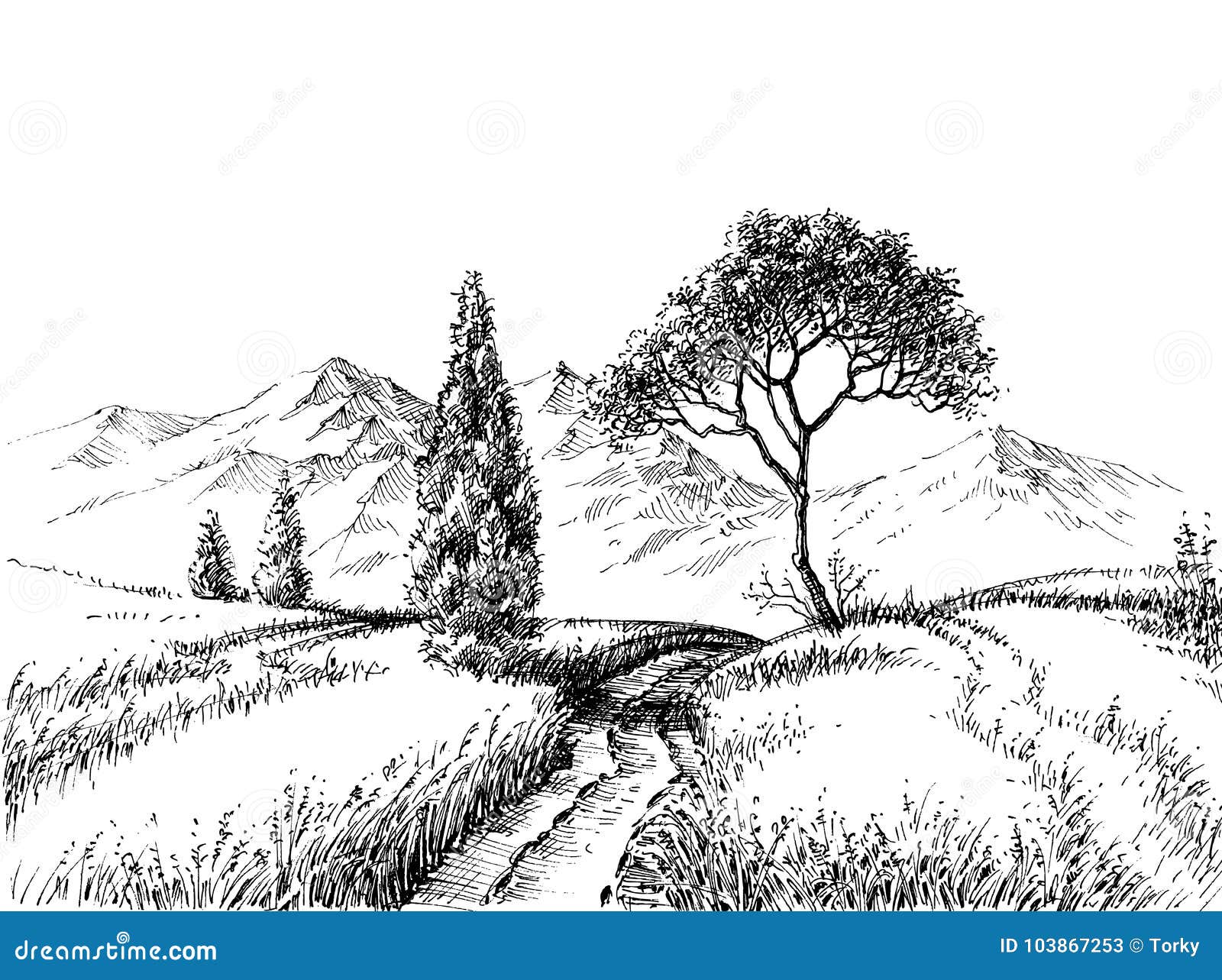 Field Landscape Pencil Drawing Stock Vector - Illustration of beautiful, footpath: 103867253 Field Landscape Pencil Drawing Stock Vector - Illustration of beautiful, footpath: 103867253