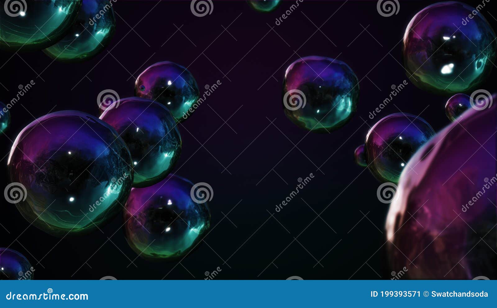 Field of Large Modern Shiny Bubble Spheres Stock Image Image of