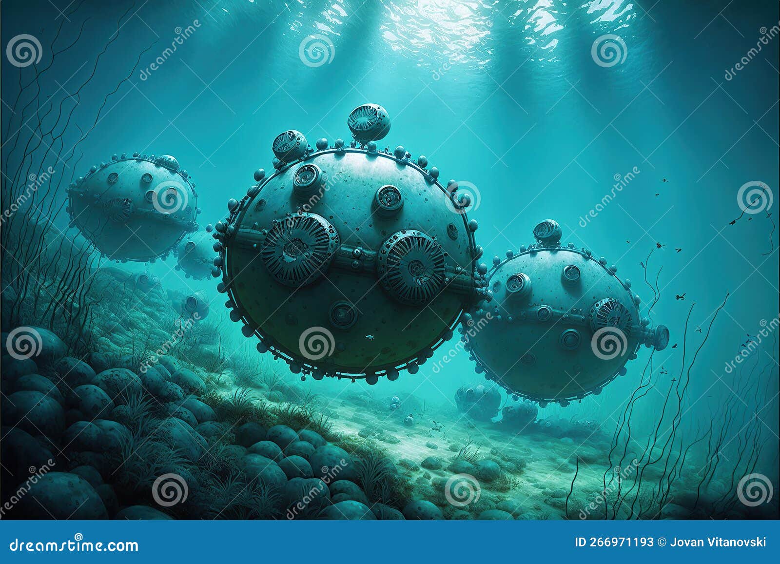 Field of Naval Underwater Mines Stock Illustration Illustration of