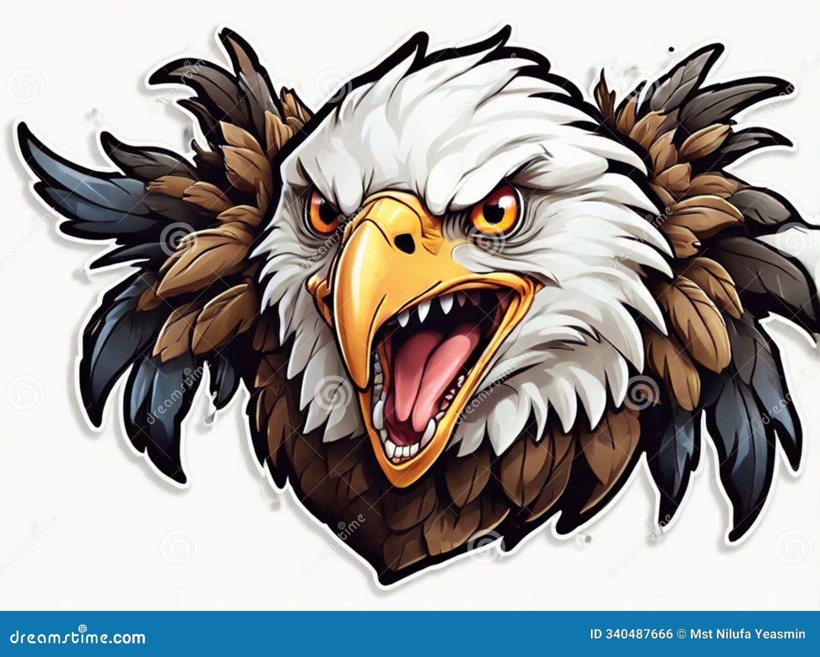 fierce bald eagle with outstretched wings 