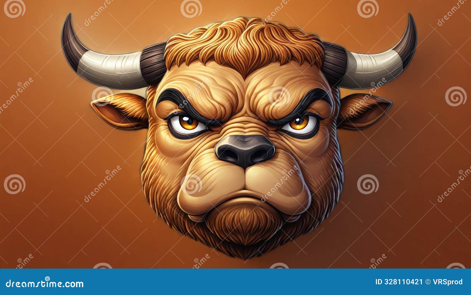 fierce bull head  with intense expression