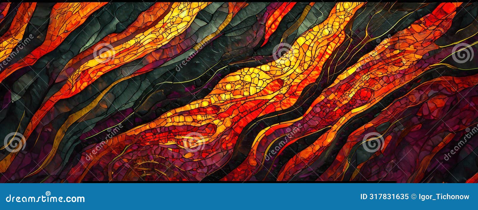 fiery abstract ribbons dance in a crackle texture embrace. sinuous forms interlace in a vibrant display of fiery hues