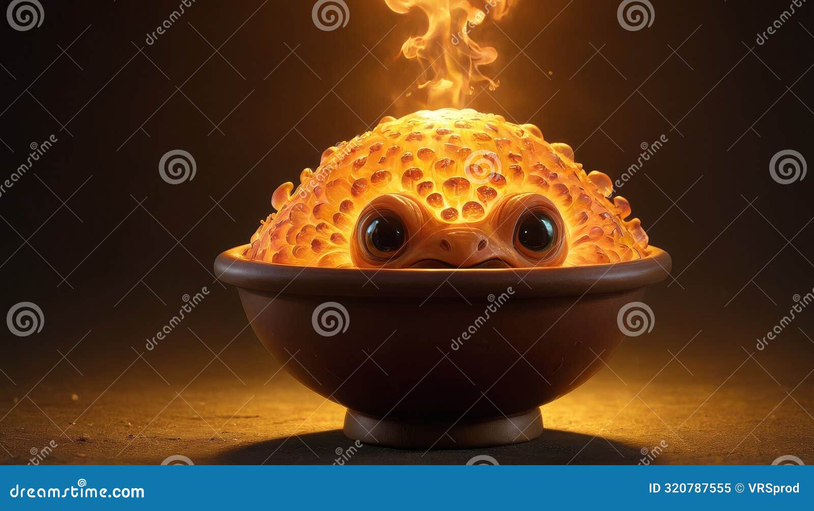 fiery creature in a bowl with glowing light