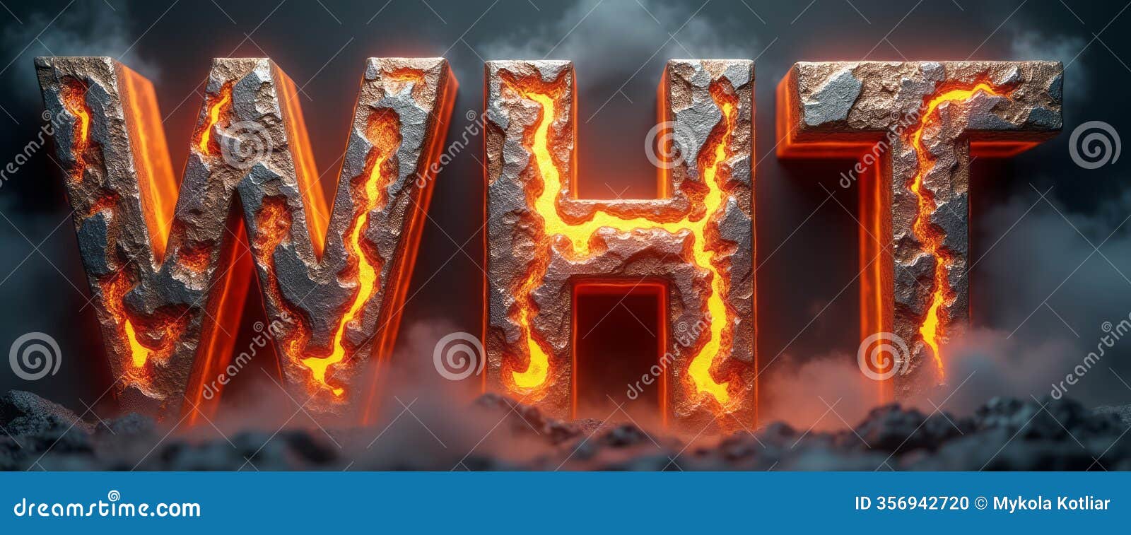 fiery 3d letters glowing with molten lava