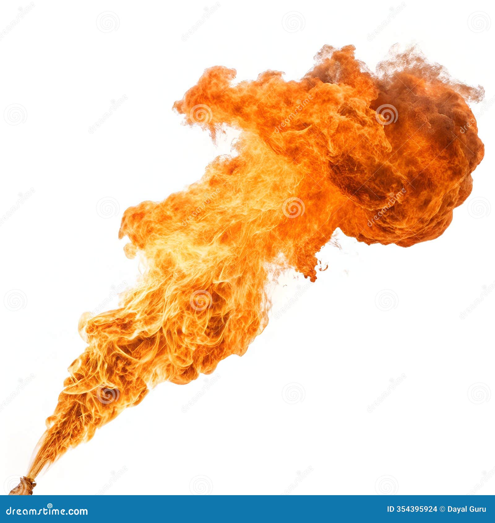 fiery dragon breath  on white background
