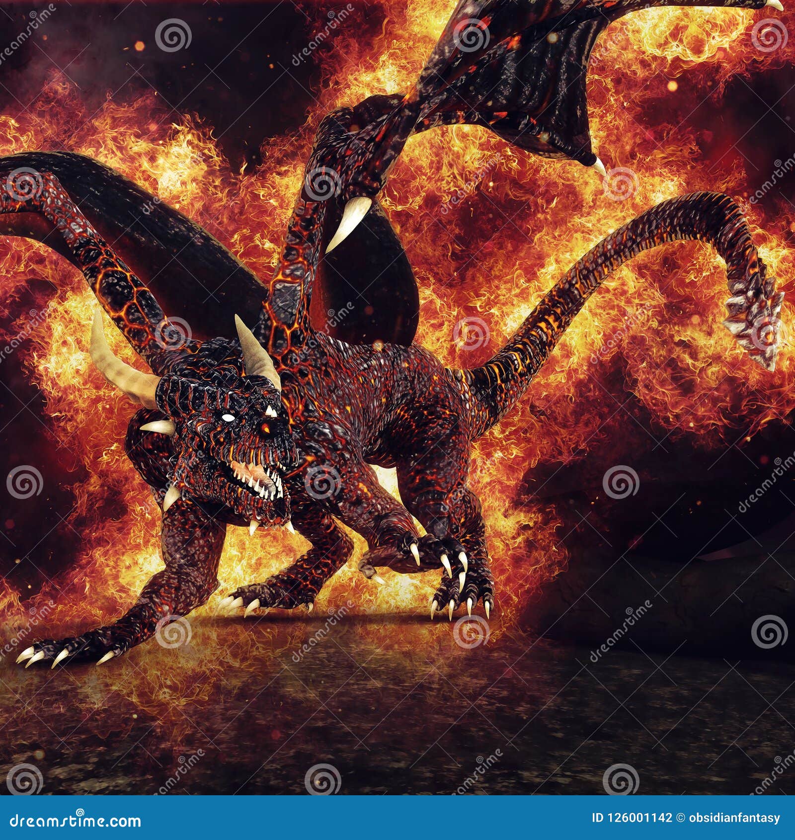 Illustration Fire Dragon Drache