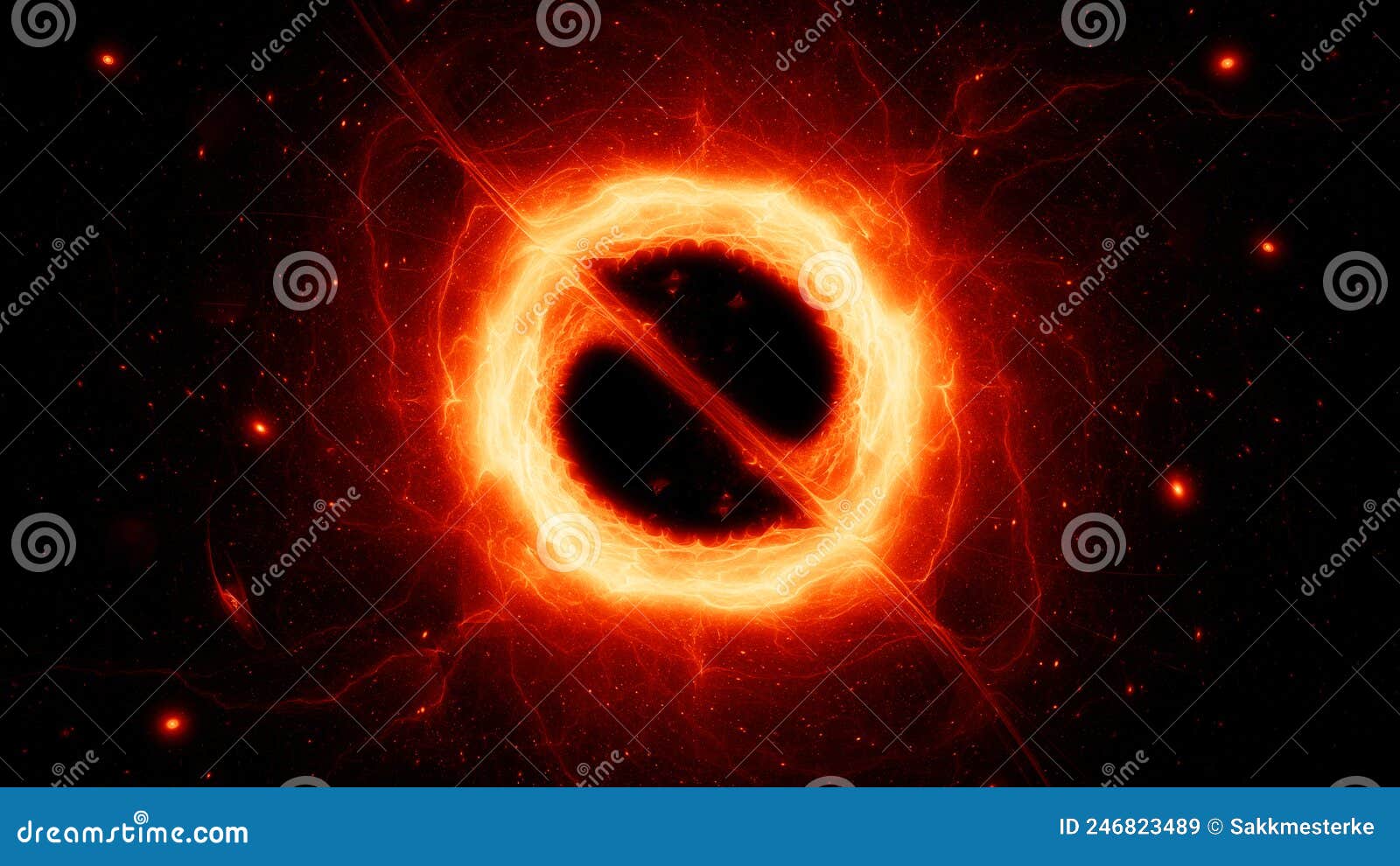 blue glowing forming of accretion disk with force field