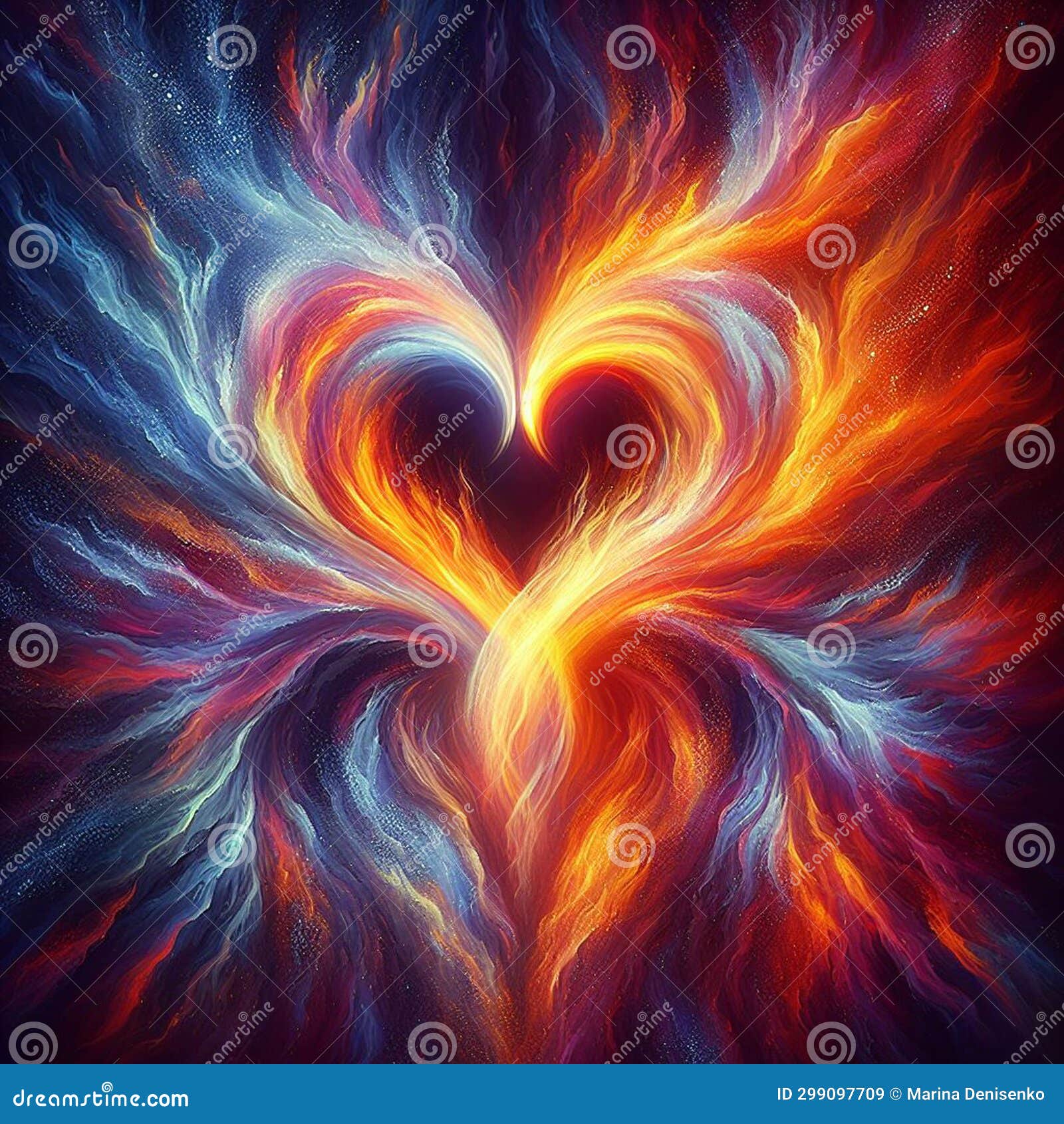 Fiery Heart. Twin Flame Logo. Esoteric Concept of Spiritual Love Stock ...