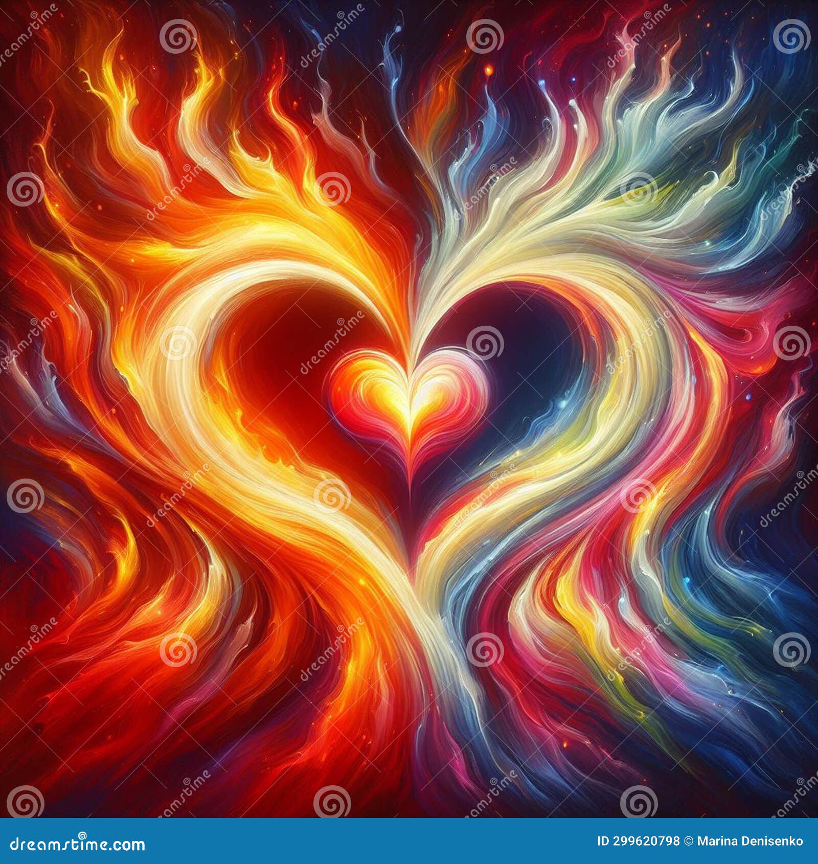 Fiery Heart. Twin Flame Logo. Esoteric Concept of Spiritual Love Stock ...