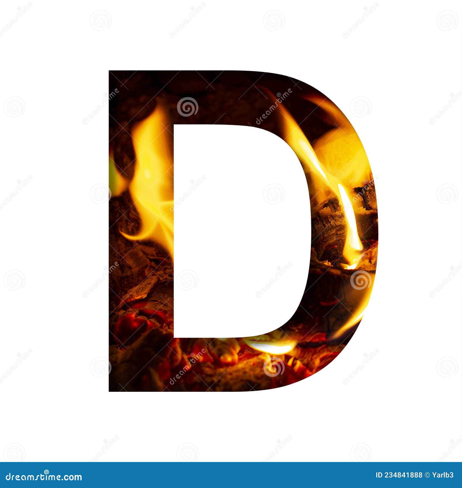 Fiery Letter D from White Paper on a Background of Fire in a Fireplace ...