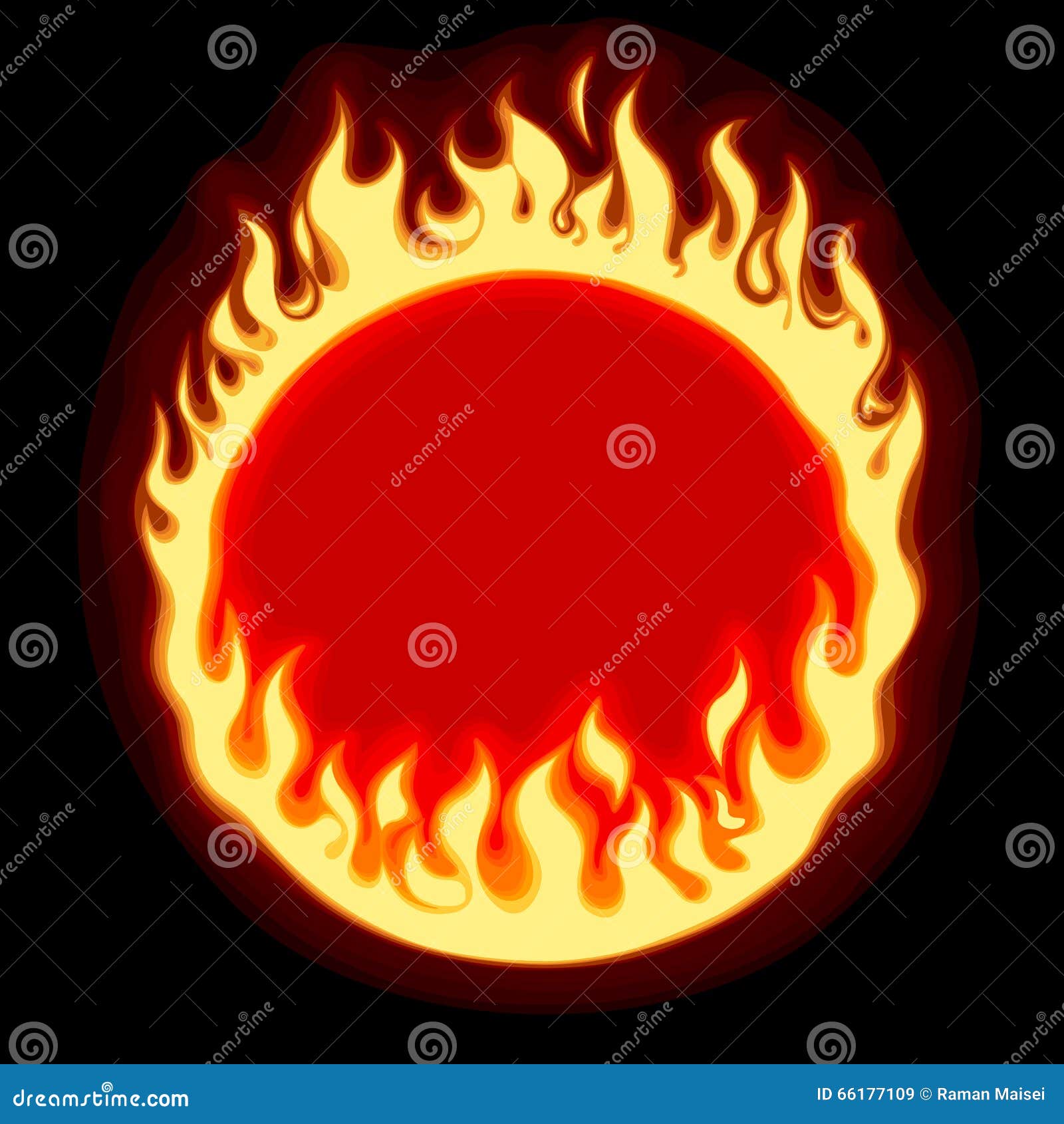 Fiery Ring Banner And Frame On Black Background Stock Vector