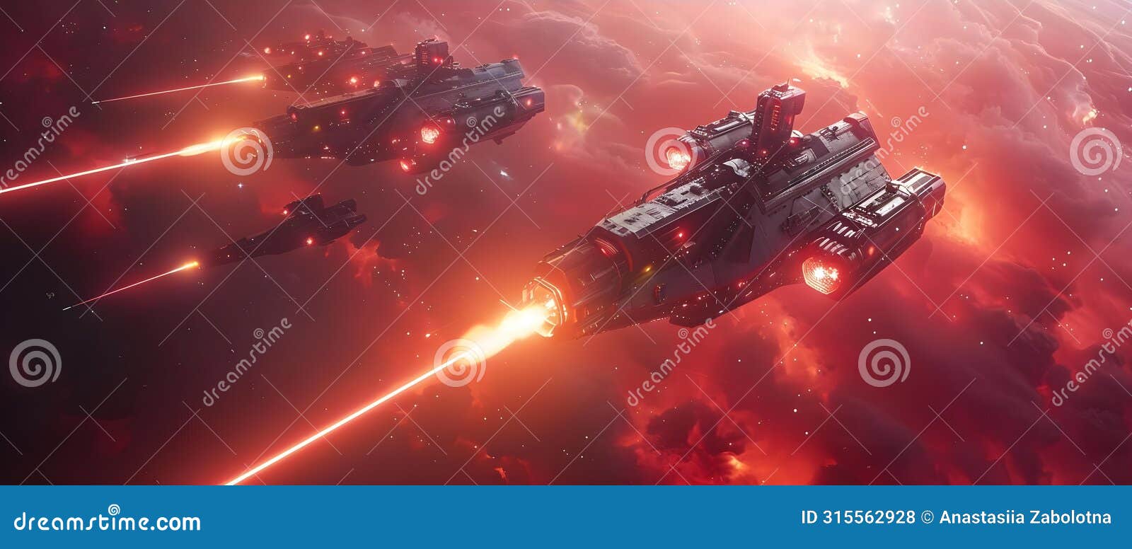 fiery skirmish amongst the stars. concept futuristic warfare, intergalactic battle, sci-fi
