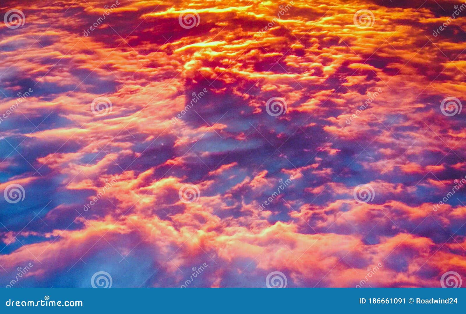 Fiery Sunset Clouds Shot From Plane Stock Image Image Of Amazing Plane
