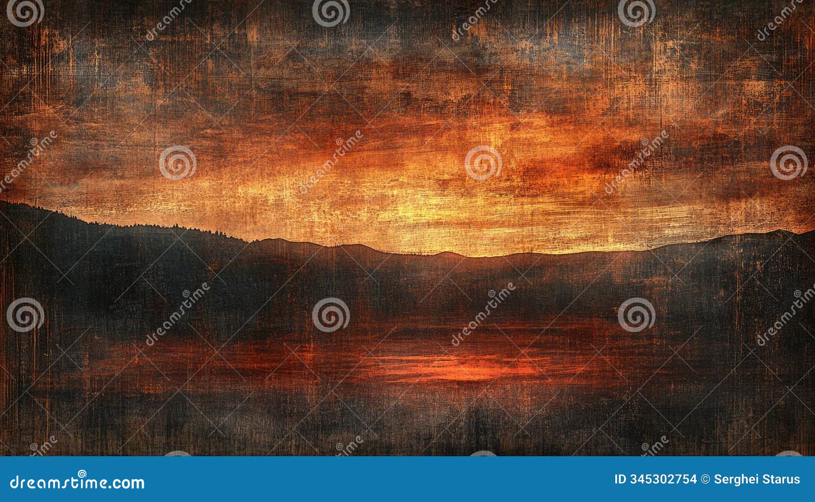 fiery sunset over a textured landscape creates a dramatic and moody atmosphere, ai