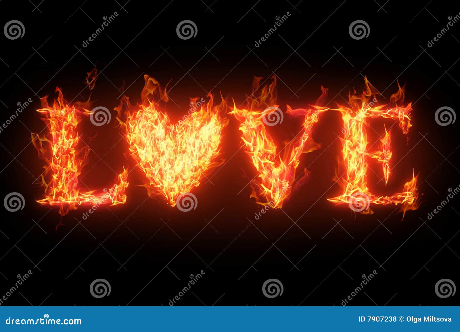Fiery Word Love Isolated Over Black Stock Illustration Image 7907238
