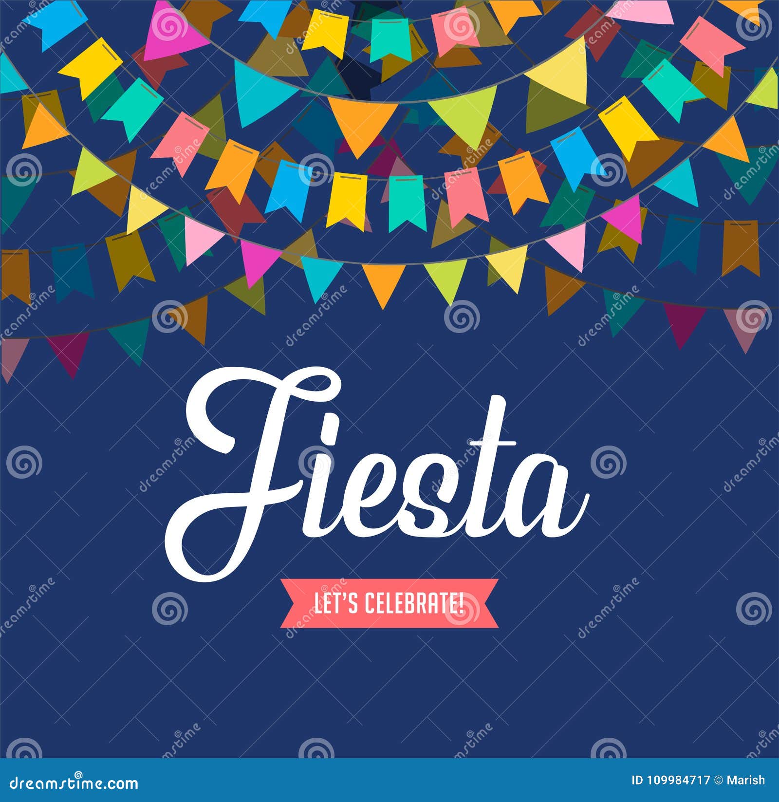 fiesta banner and poster  with flags, decorations