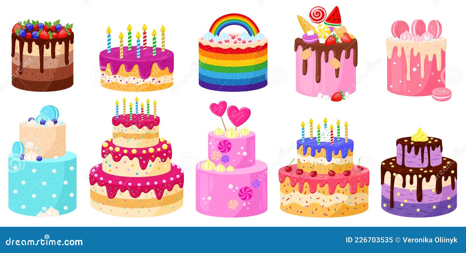 Fiesta De Cumpleaños De Dibujos Animados Celebración De Deliciosos Pasteles.  Chocolate De Feliz Cumpleaños Y Vectores De Fresas Y Ilustración del Vector  - Ilustración de colorido, historieta: 226703535