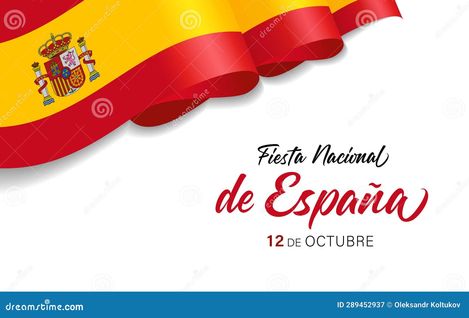 fiesta nacional de espana, 12 de octubre with 3d spain wave flag