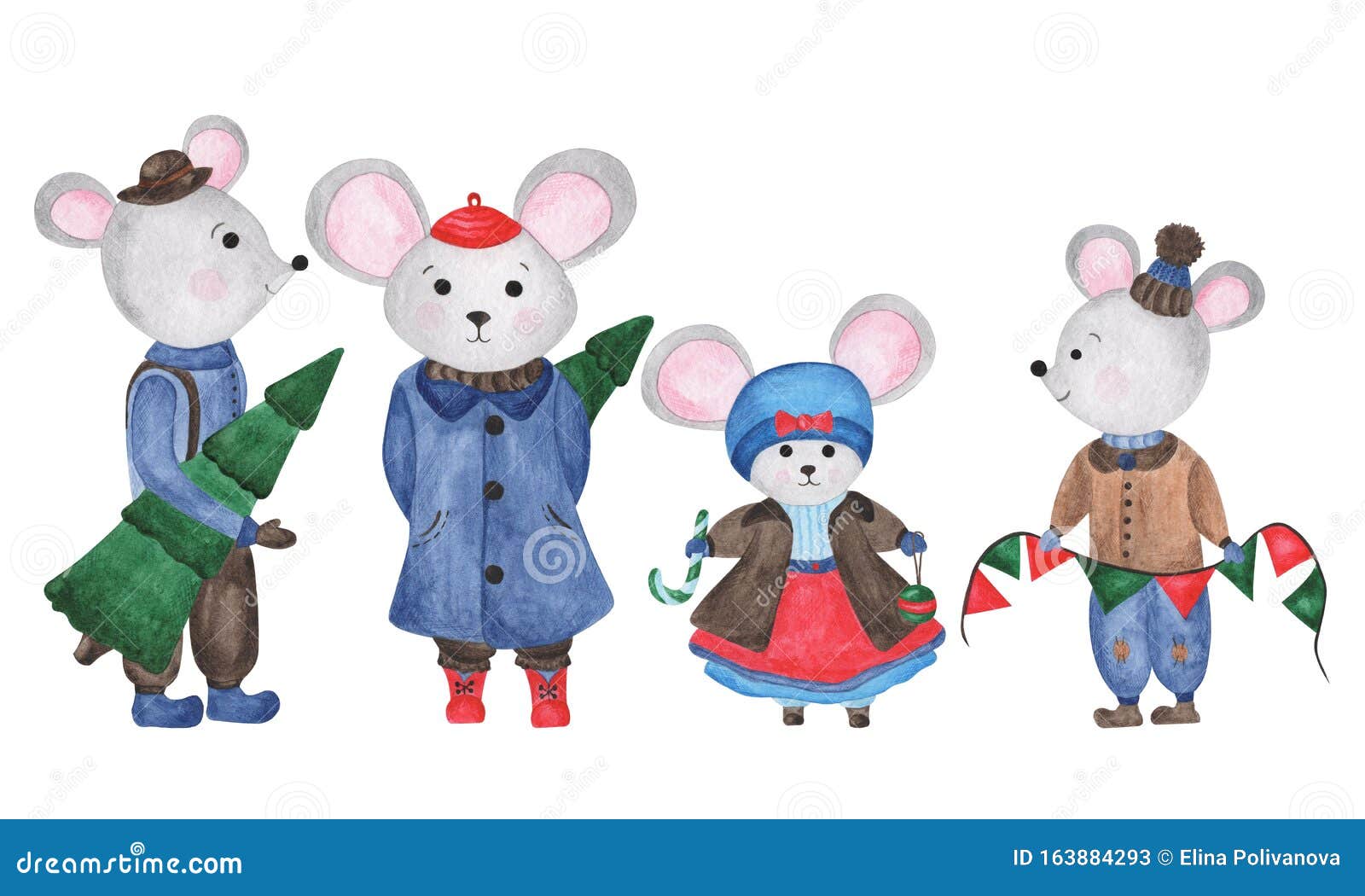 Fiesta navideña con ratón stock de ilustración. Ilustración de elementos -  163884293