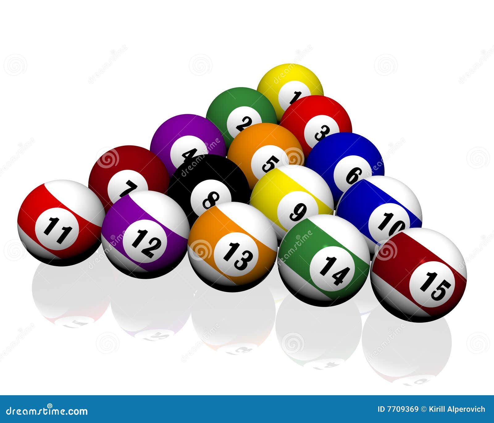 Fifteen Pool Billiard Balls Stock Illustration Illustration of game