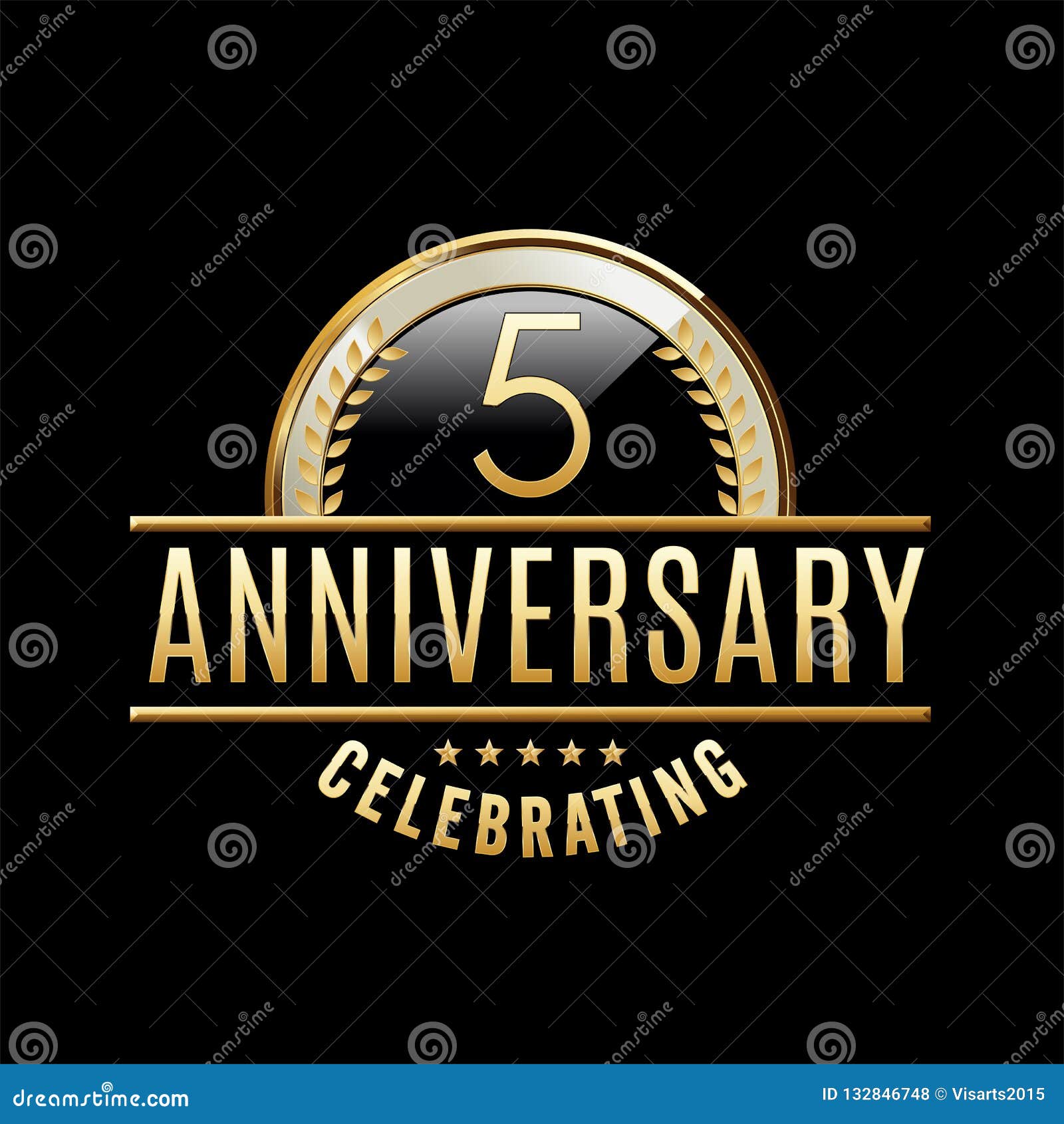 5th Anniversary Emblem Anniversary Badge Stock Vector