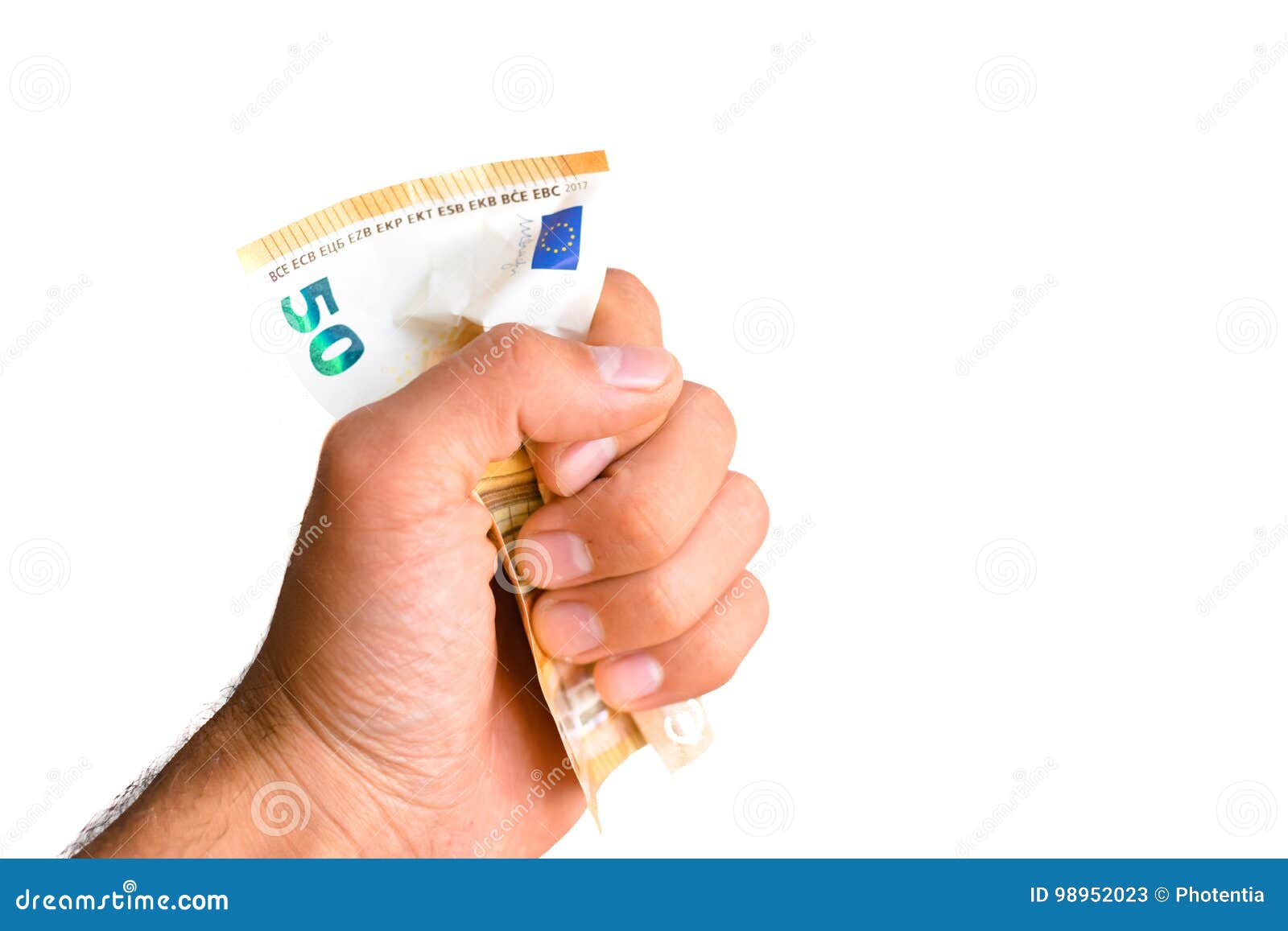 fifty euro bill in a hand