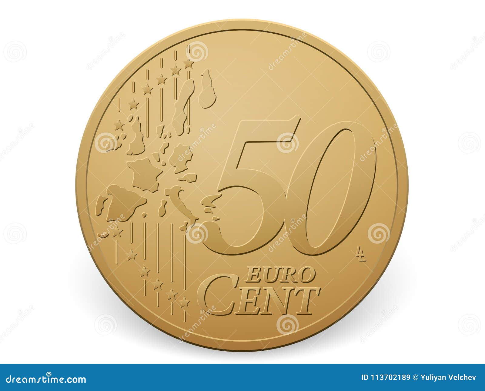 Fifty euro cent coin stock vector. Illustration of finance - 113702189