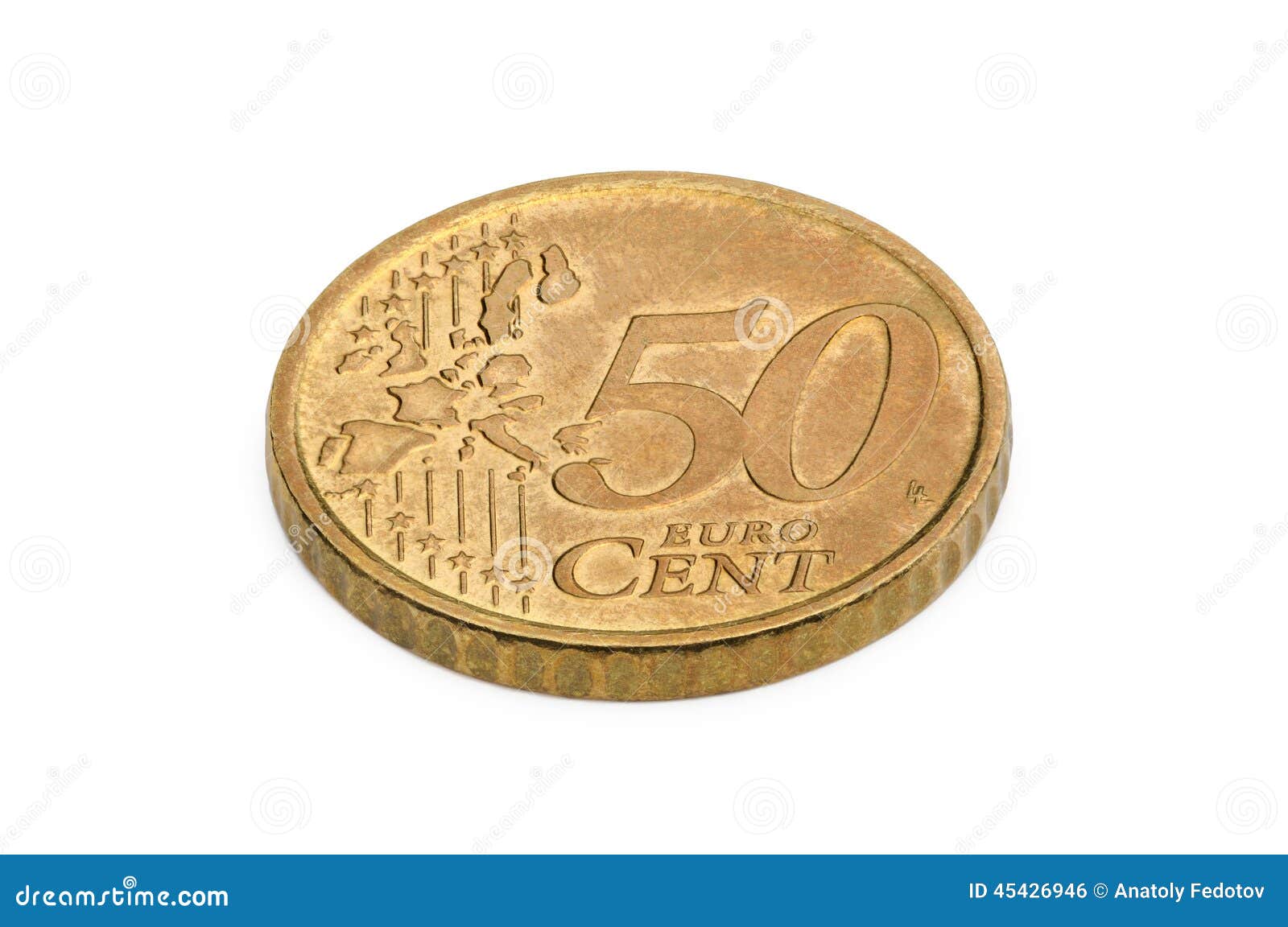 Fifty Euro Cents Coin Isolated on White Background Stock Photo - Image ...