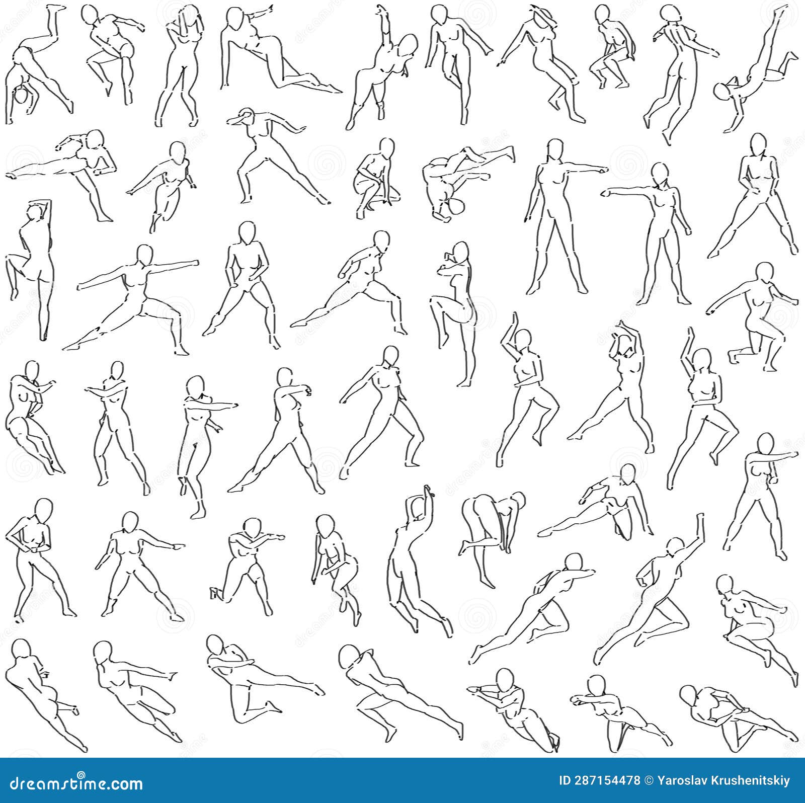 50 Female Poses (Expressive - 12) Digital Art Stock Illustration ...