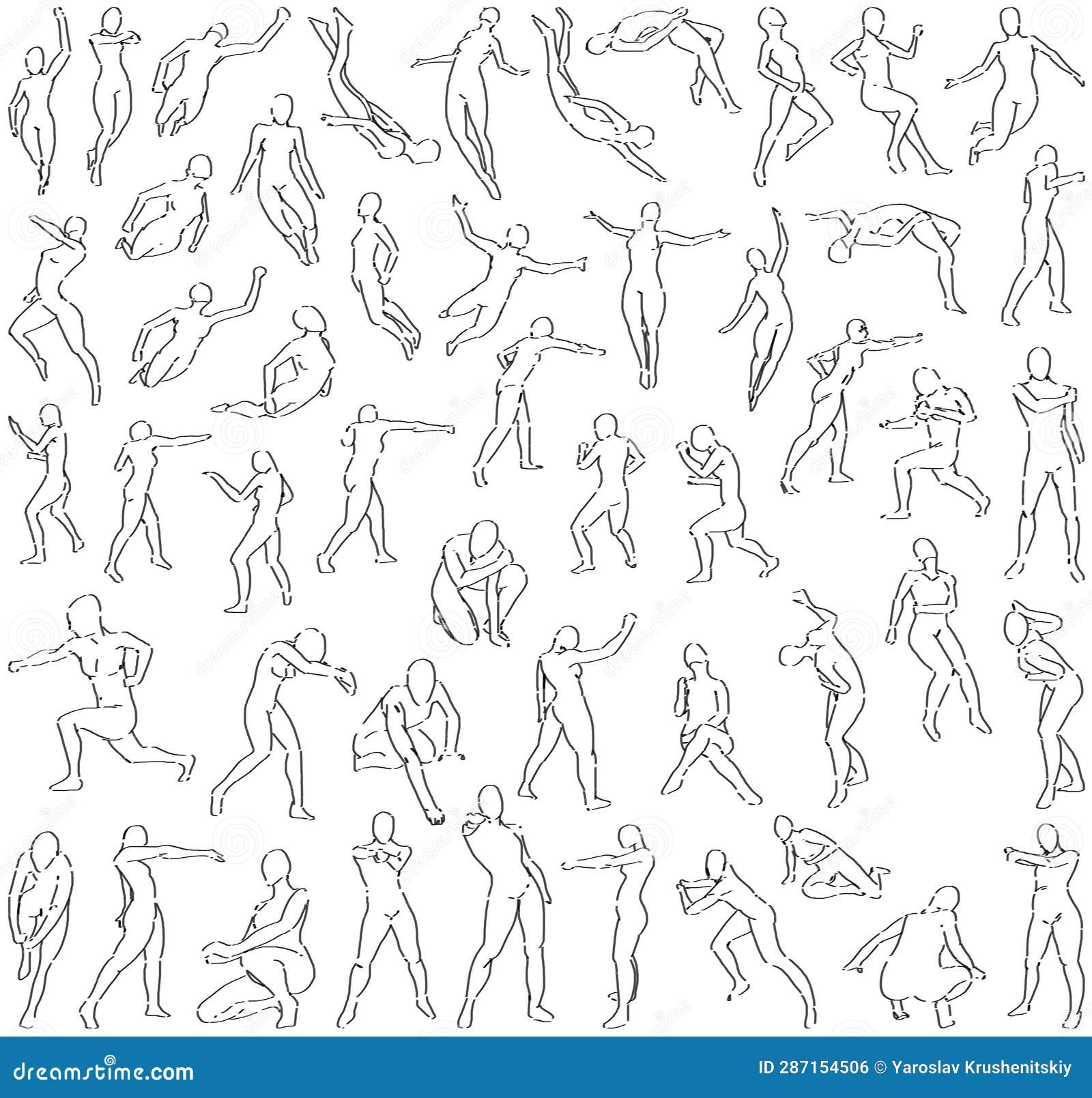 50 Female Poses (Expressive - 10) Digital Art Stock Illustration ...