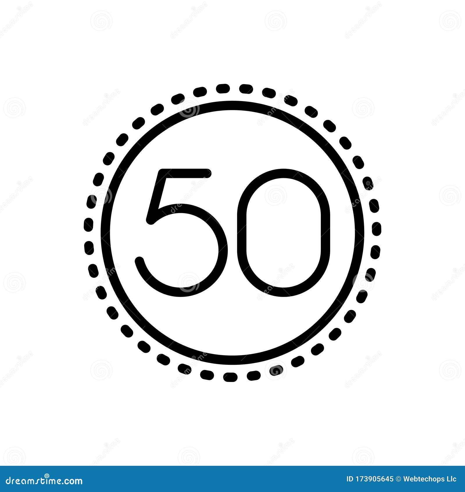 Black Line Icon for Fifty, Number and Count Stock Illustration