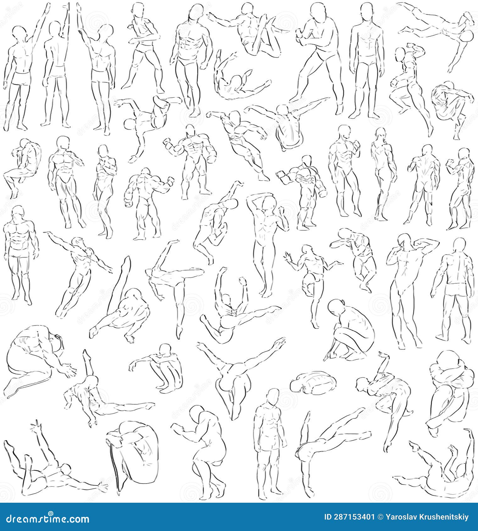 50 Male Poses (Expressive - 19) Digital Art Stock Illustration ...