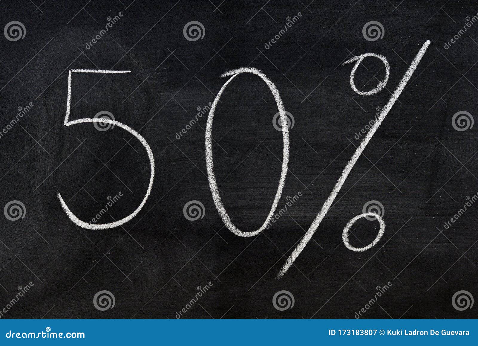 fifty  percent written on a blackboard