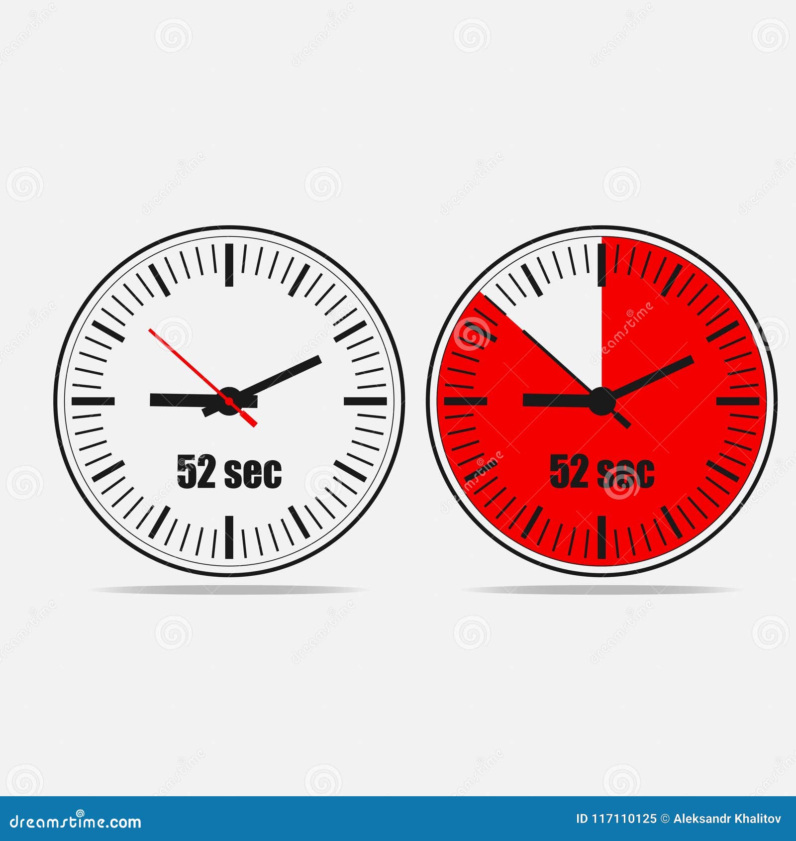 52 Seconds Clock on Gray Background Stock Illustration Illustration