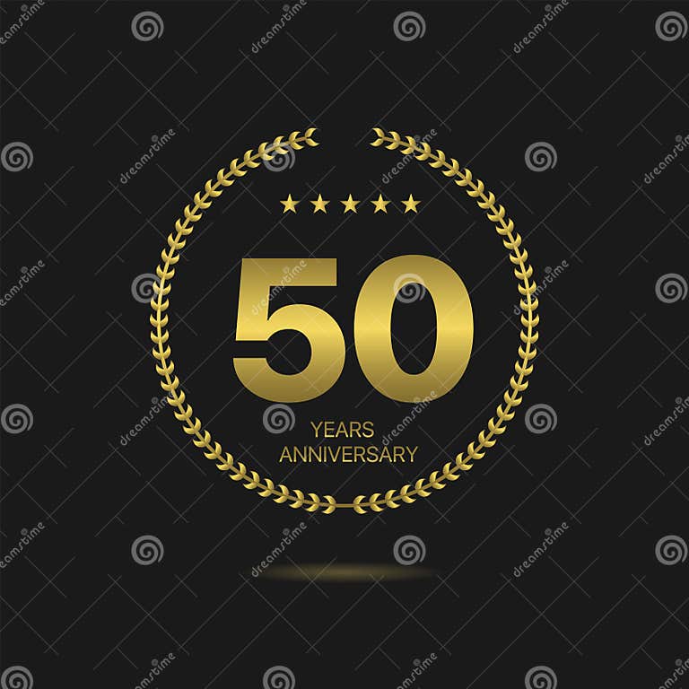Fifty Years Anniversary Golden Laurel Wreath Label Stock Vector ...