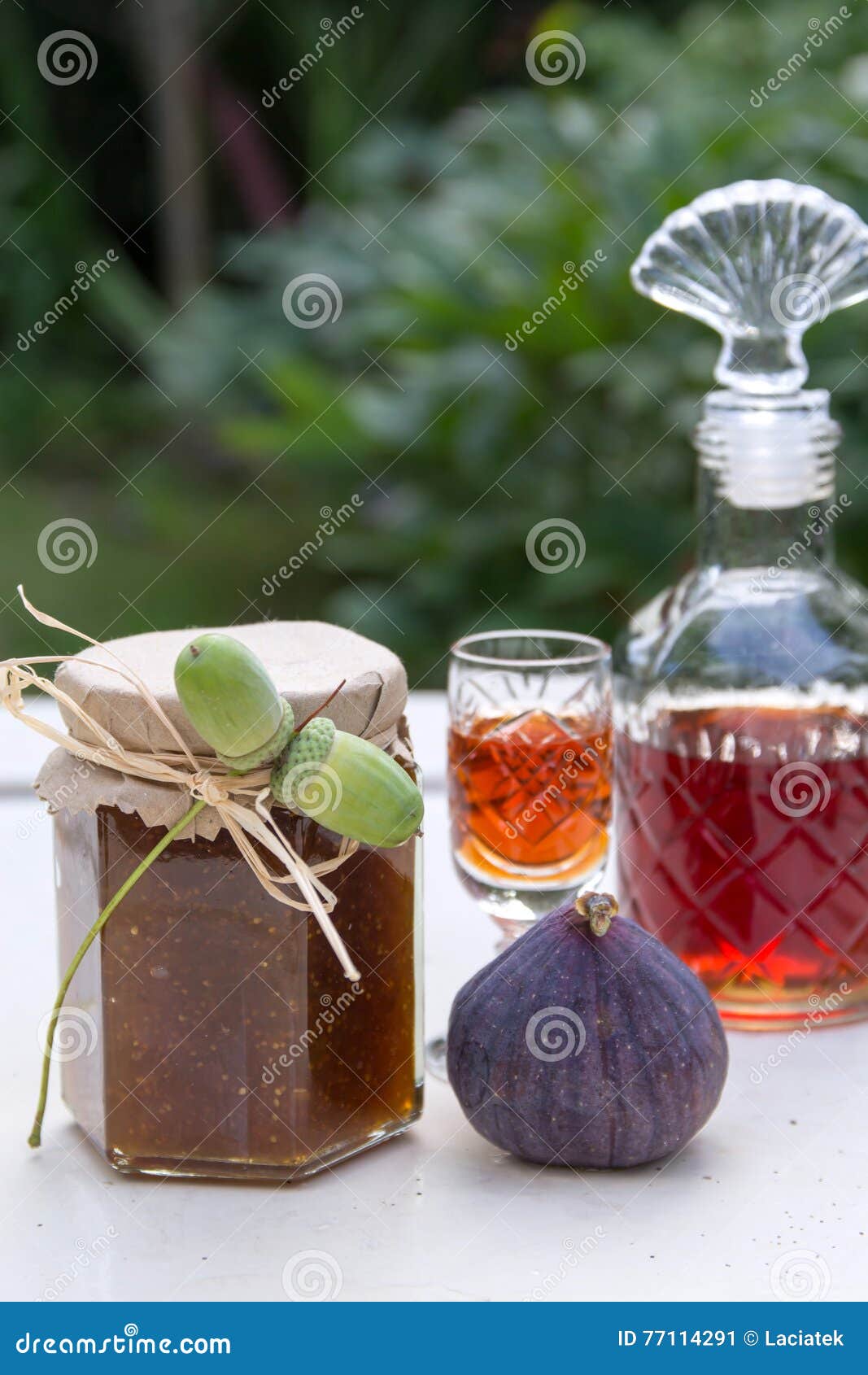 Fig jam and liqueur stock image. Image of organic, vegan 77114291