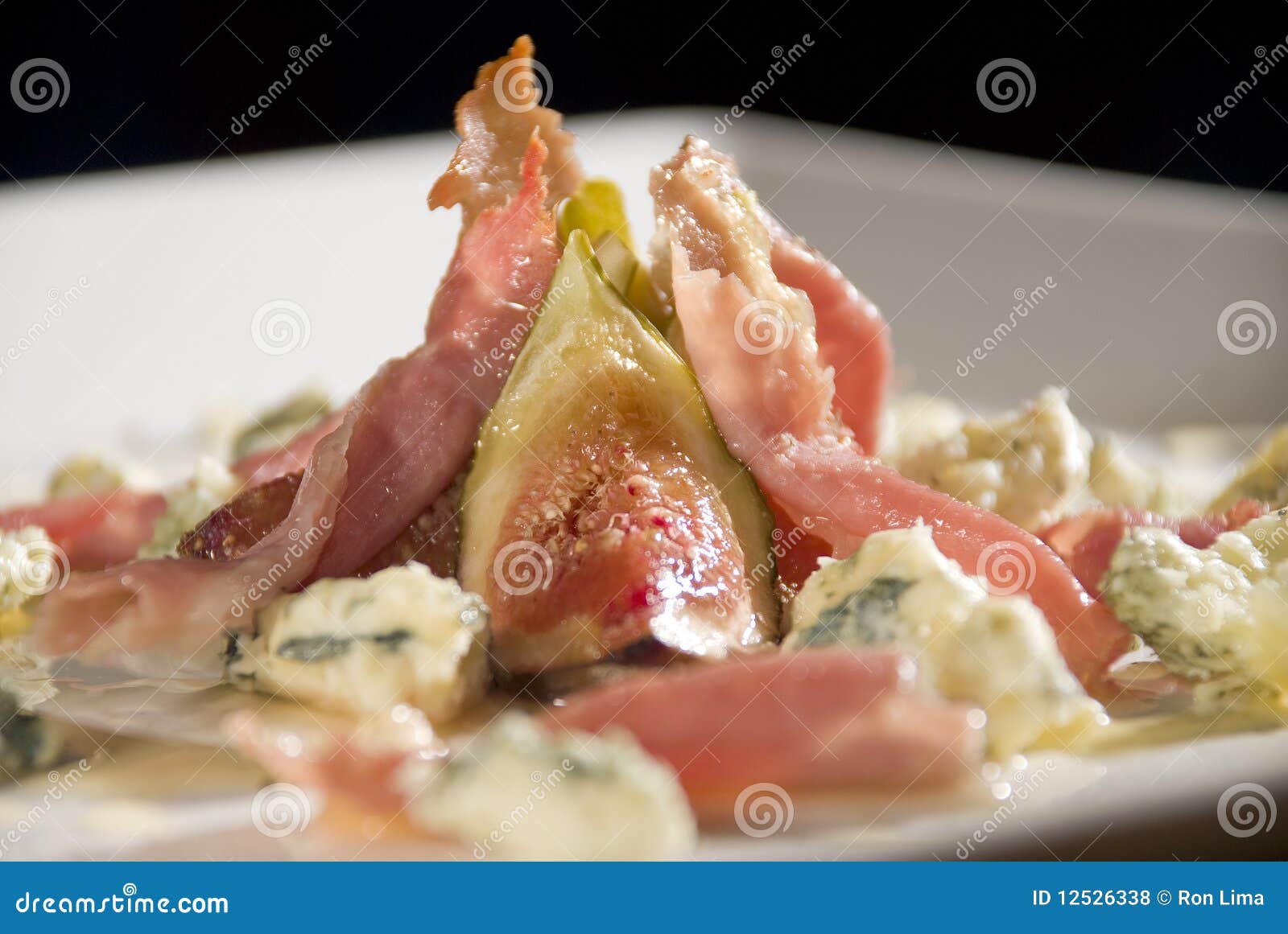 Fig and Prosciutto Salad with and Honey Stock Photo Image