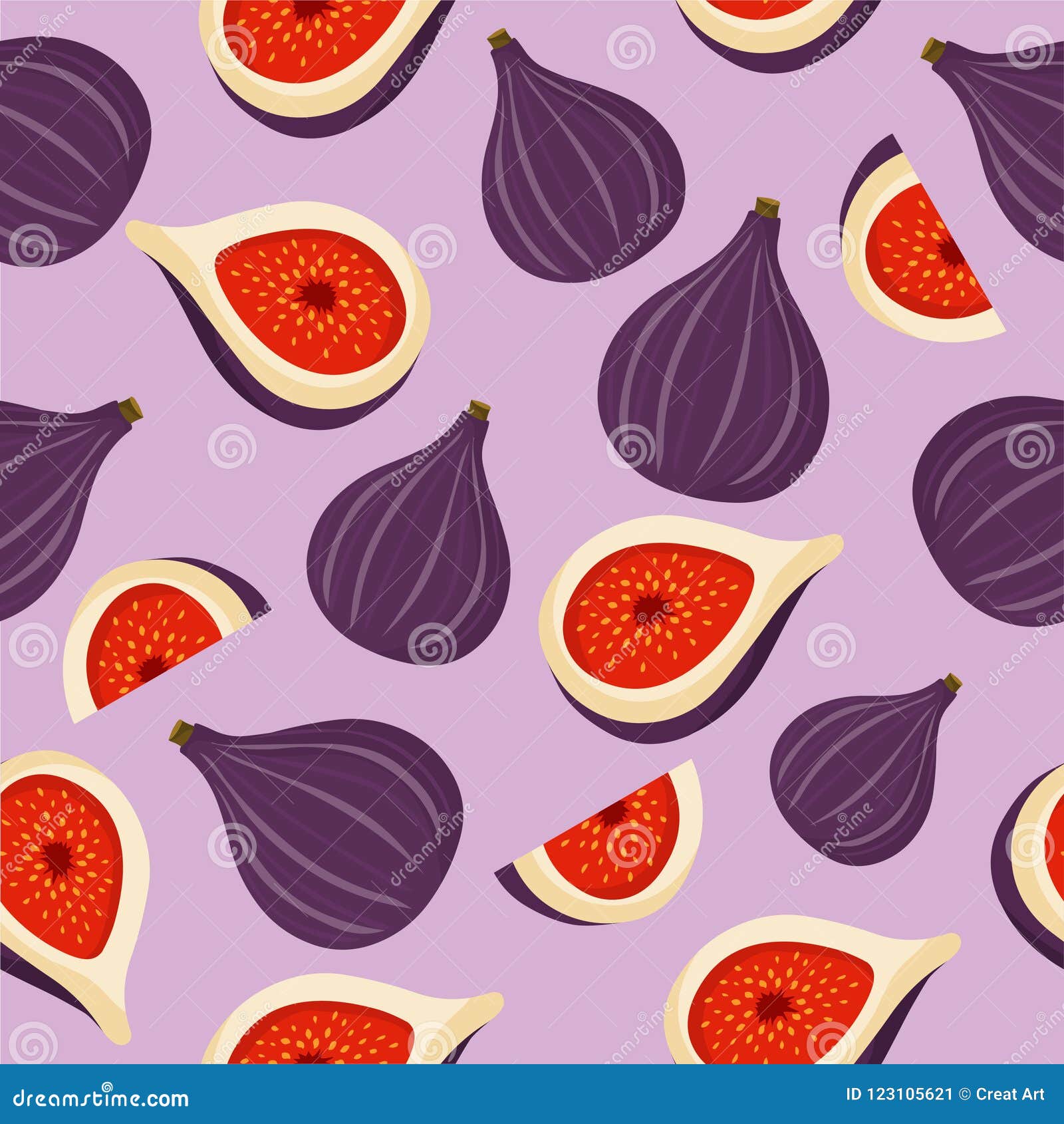Fig Seamless Pattern Background Vector.Fig Fruit Texture. Stock Vector