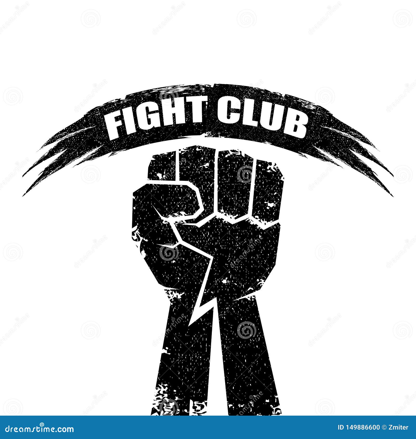 Fight Club Vector Logo or Label with Grunge Black Man Fist Isolated on  White Background. MMA Mixed Martial Arts Concept Stock Vector -  Illustration of aggressive, champion: 149886600