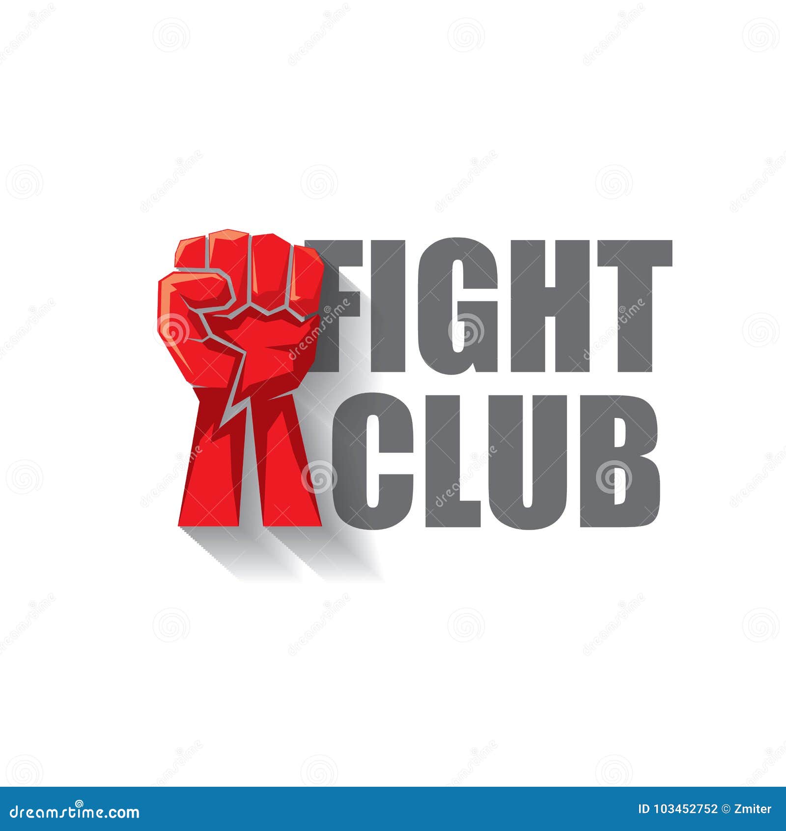 Fight Club Vector Logo With Red Man Fist Isolated On White Background ...